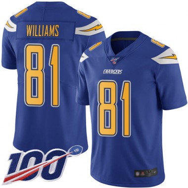 Los Angeles Chargers NFL Football Mike Williams Electric Blue Jersey Youth Limited  #81 100th Season Rush Vapor Untouchable